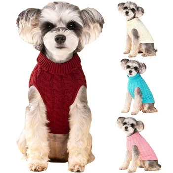 החורף בינוני קטן כלב בגדים חמים גור לחיות מחמד האפוד 'קט חתלתול צווארון גבוה מוצק צבע עיצוב כלב חתול סוודרים צ' יוואווה המעיל